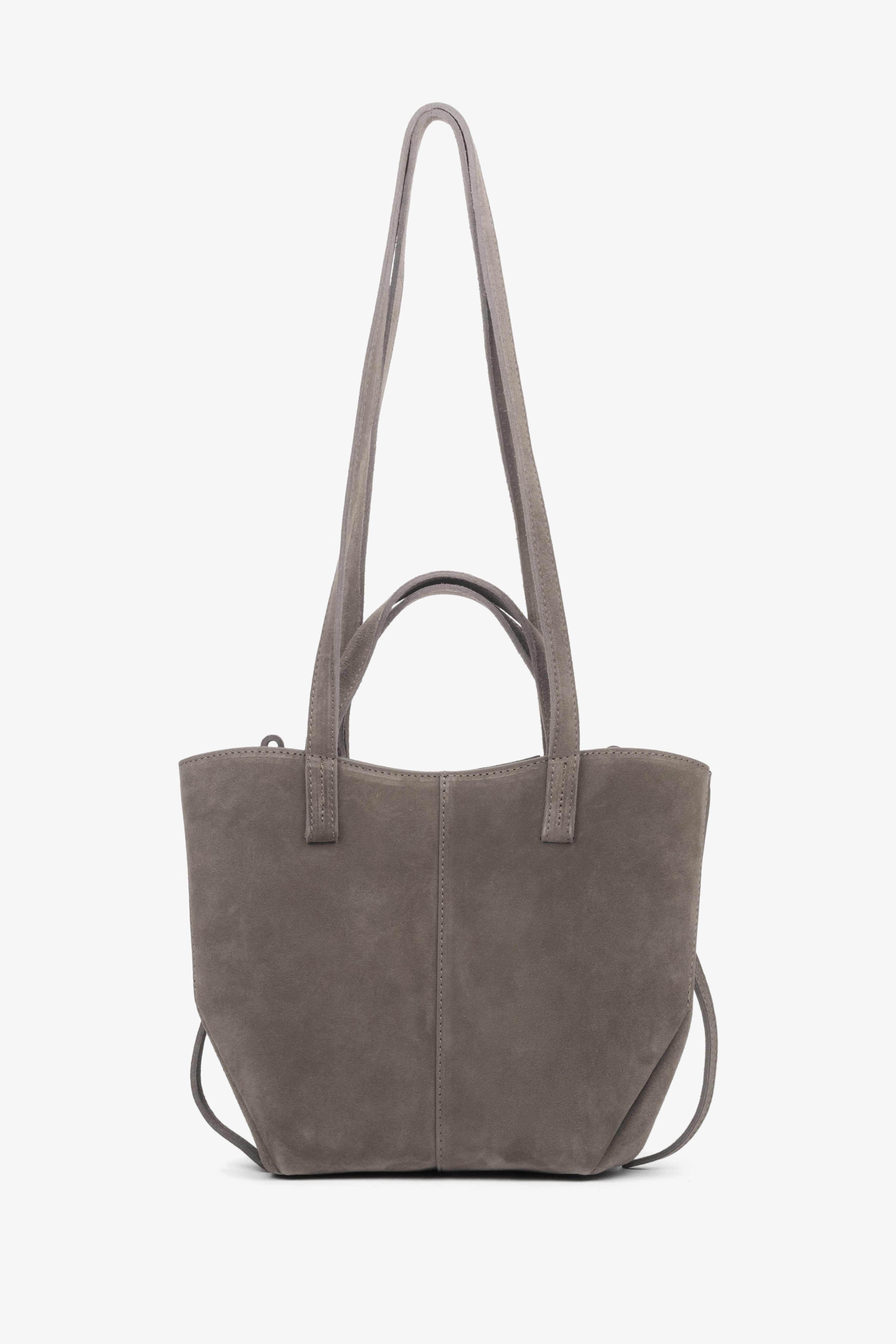 Women's Taupe Handbag with Long Handles in Premium Italian Velour Estro ER00118369.
