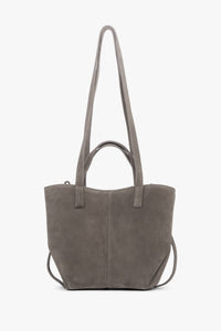 Women's Taupe Handbag with Long Handles in Premium Italian Velour Estro ER00118369.
