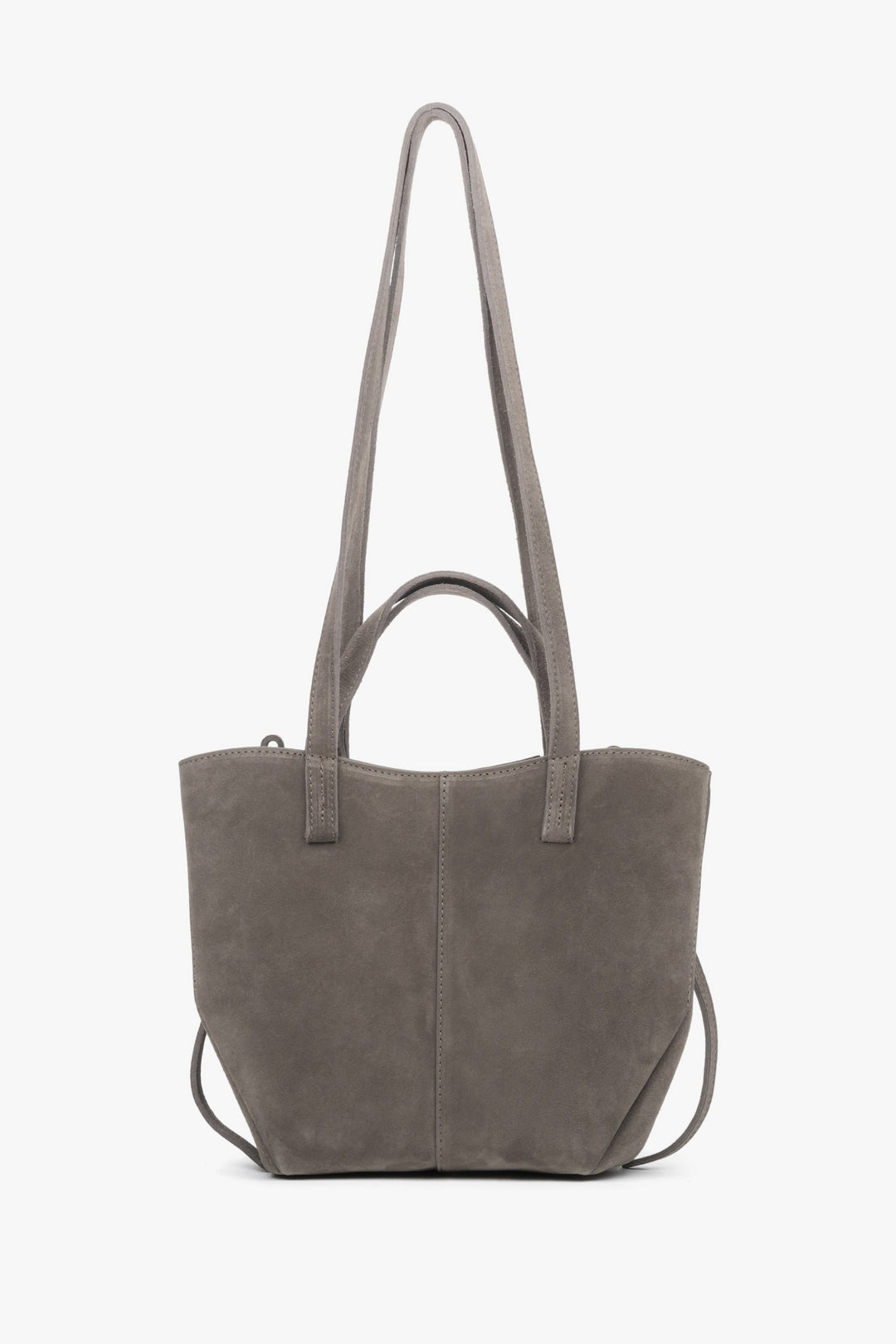 Women's Taupe Handbag with Long Handles in Premium Italian Velour Estro ER00118369.