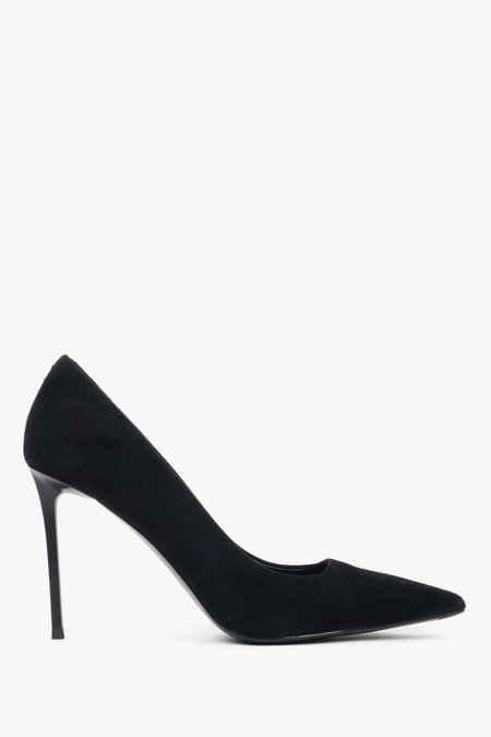 Women's Black Heels made of Genuine Velour Estro ER00117236.