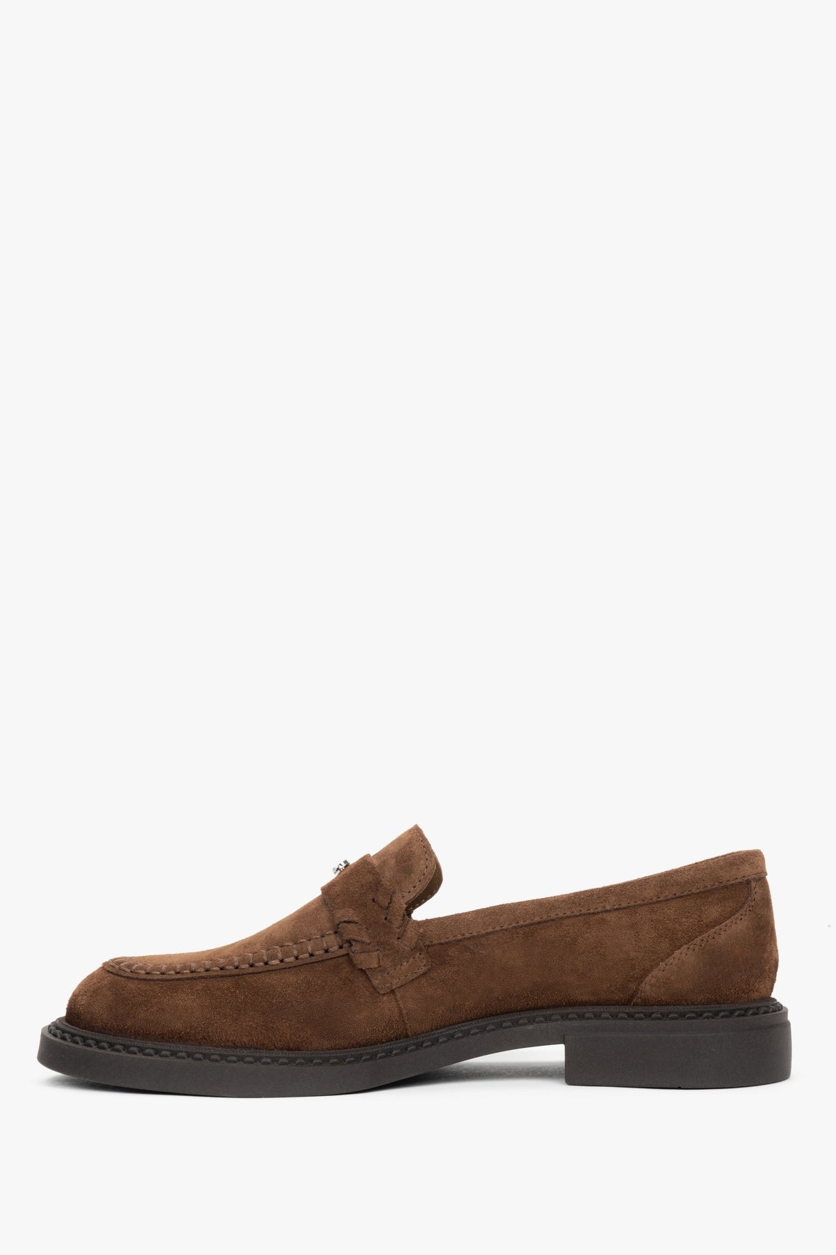 Brown women's penny loafers Estro - shoe profile.