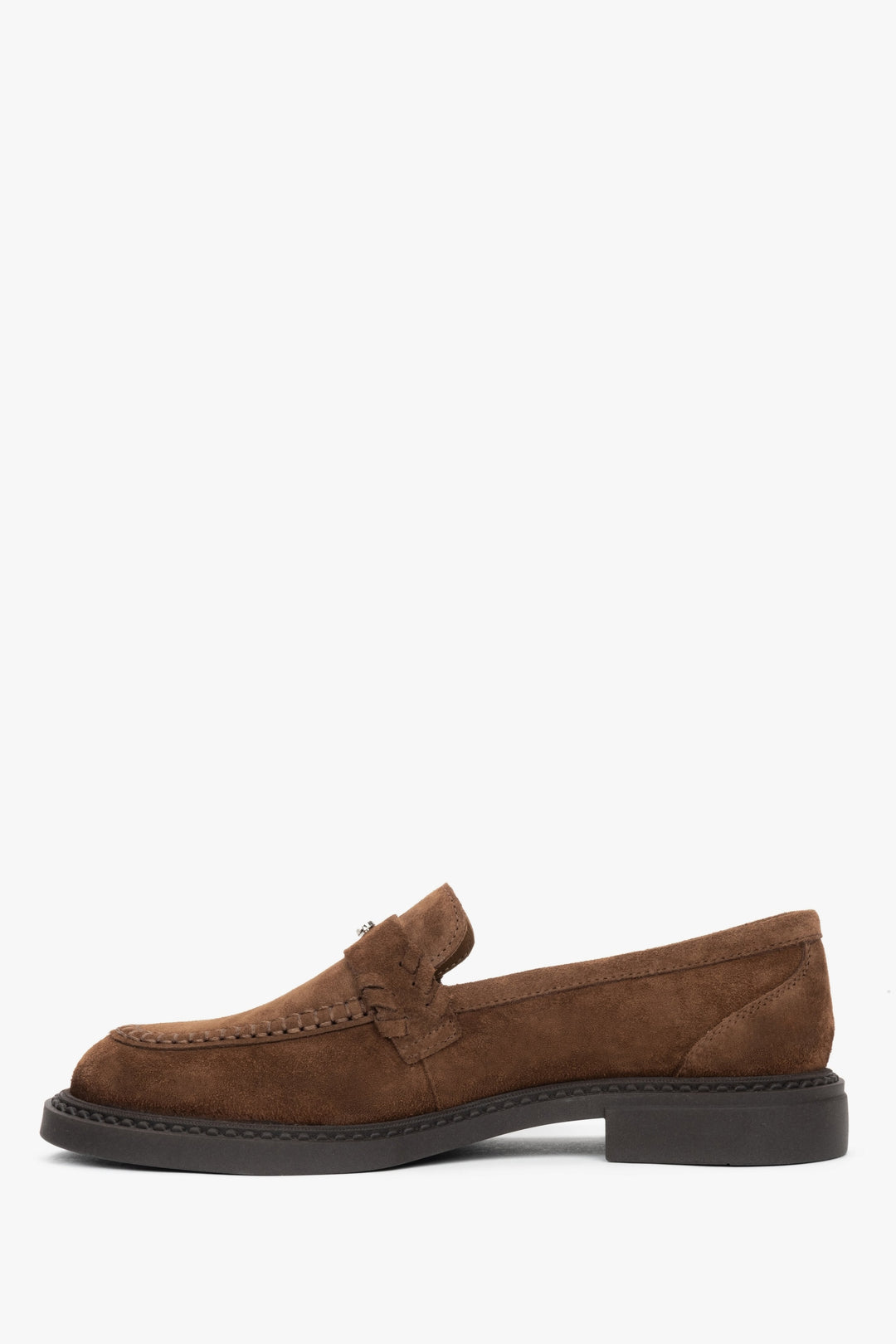 Brown women's penny loafers Estro - shoe profile.