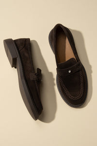 Women's Chocolate Penny Loafers made of Premium Italian Genuine Velour Estro ER00116793.