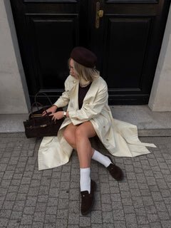 Women's Chocolate Penny Loafers made of Premium Italian Genuine Velour Estro ER00116793.