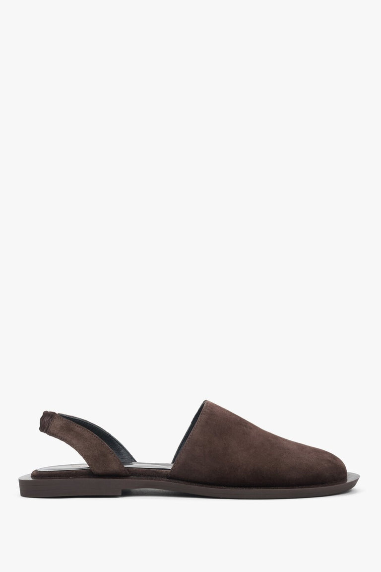 Women's Dark Brown Velour Sandals with a Covered Toe Line Estro ER00117377.