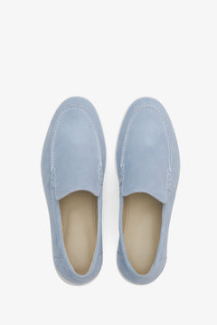 Light blue Italian velour loafers.