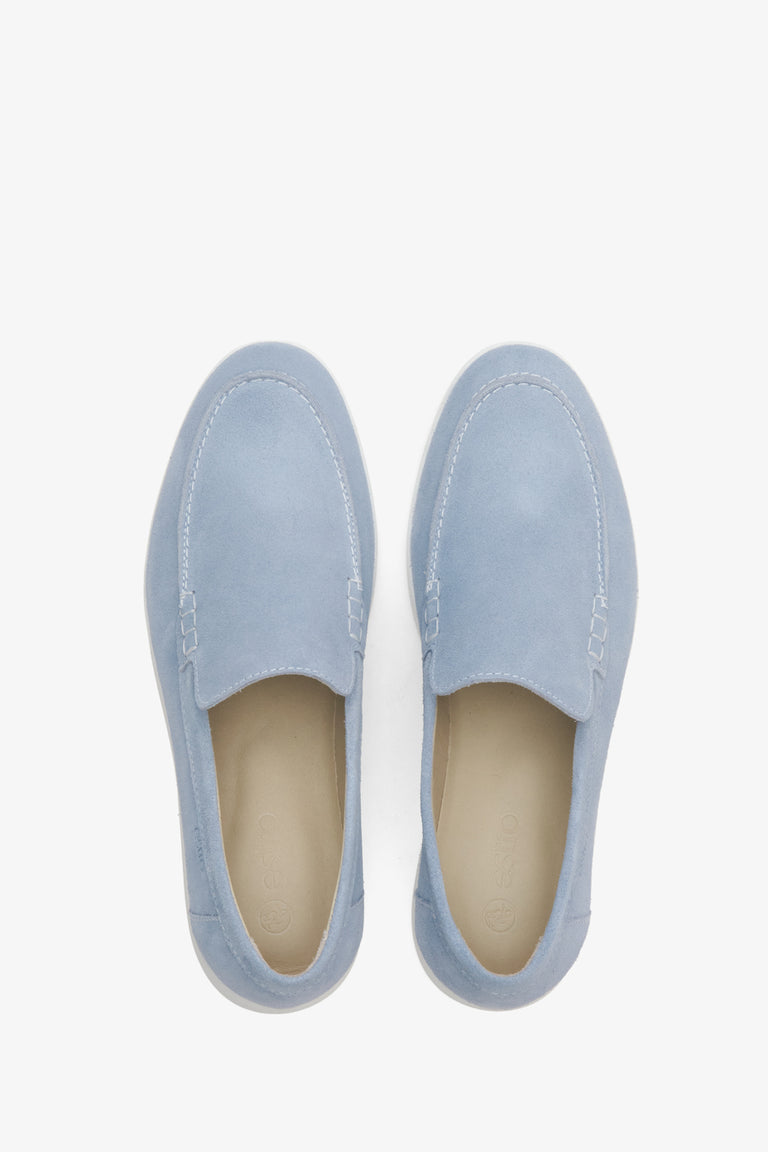 Light blue Italian velour loafers.