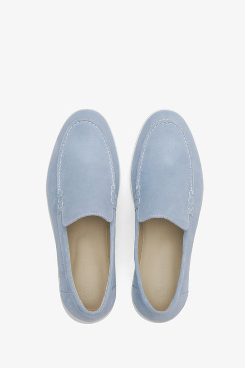 Light blue Italian velour loafers.