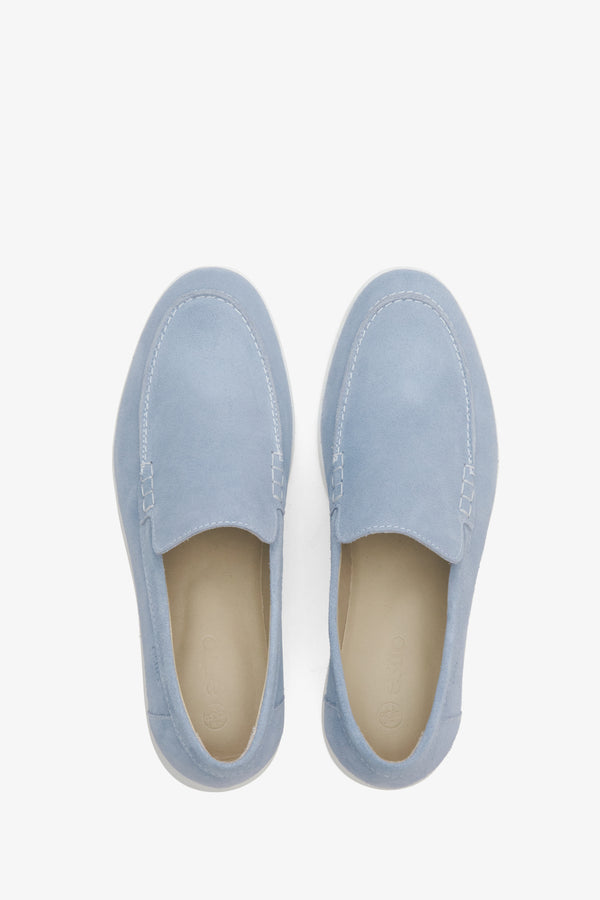 Light blue Italian velour loafers.