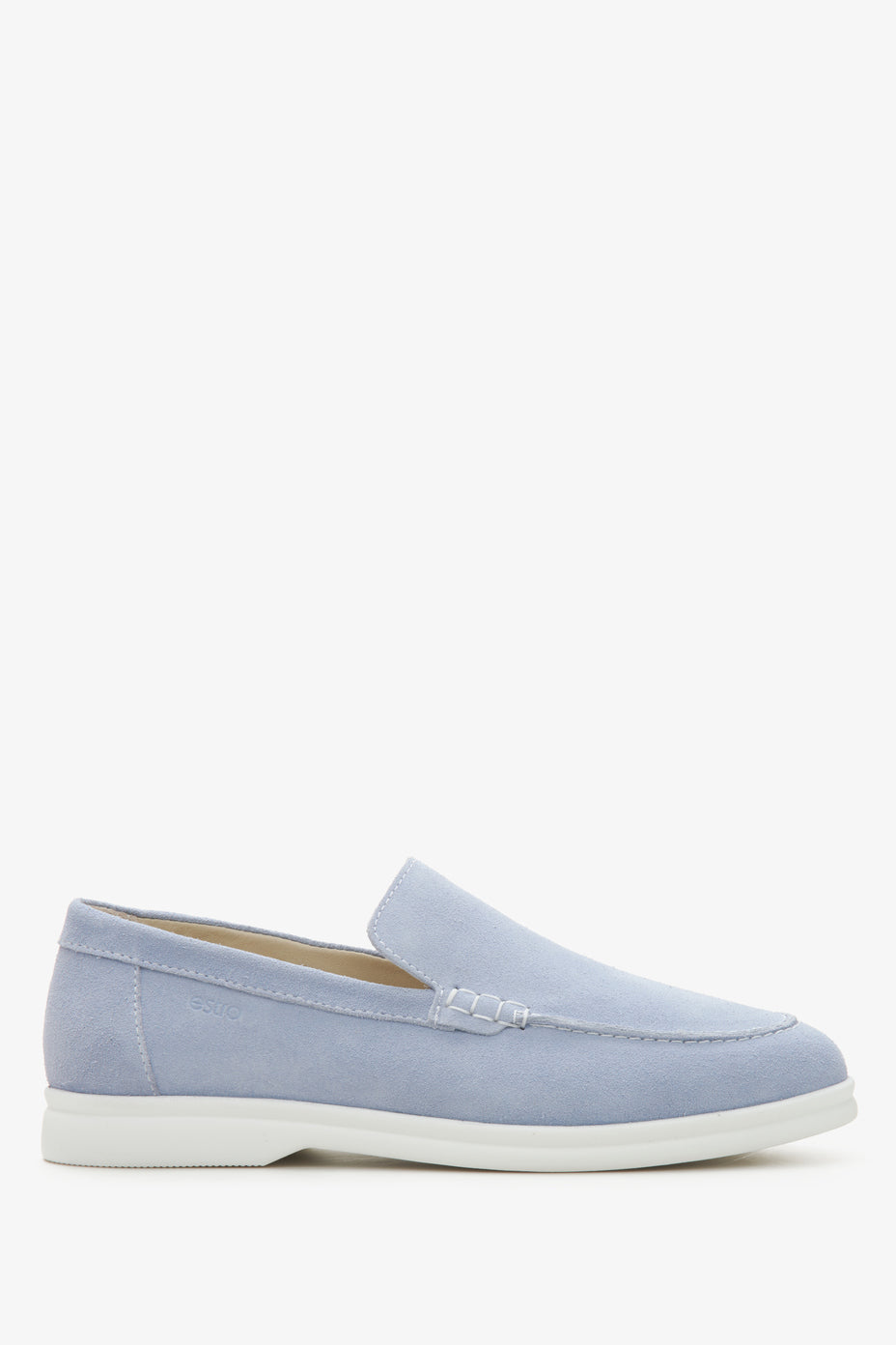 Light blue women's loafers in Italian velour.
