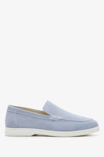 Light blue women's loafers in Italian velour.