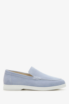 Light blue women's loafers in Italian velour.