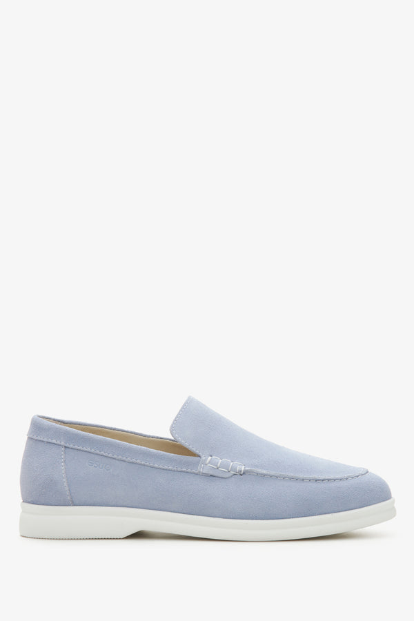 Light blue women's loafers in Italian velour.