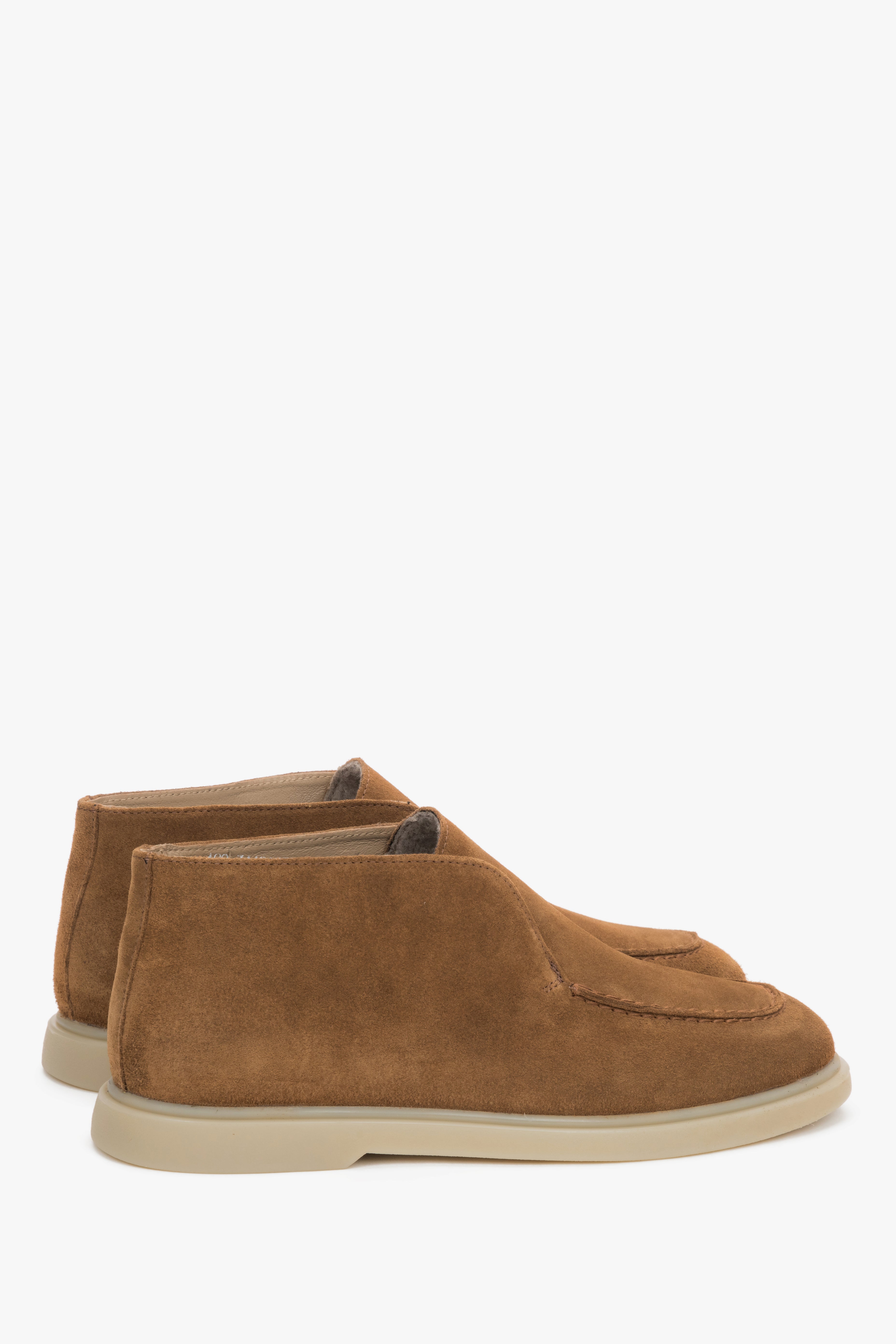 Brown platform loafers for women by Estro, made of luxurious genuine Italian suede.