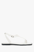 Women's White Flat Sandals with Square Toe and Toe-Post Strap Estro ER00119854.