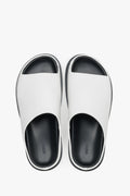 Women's White Flat Slide Sandals in Genuine Leather Estro ER00119367.