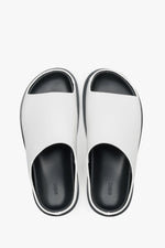 Women's White Flat Slide Sandals in Genuine Leather Estro ER00119367.