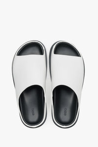 Women's White Flat Slide Sandals in Genuine Leather Estro ER00119367.