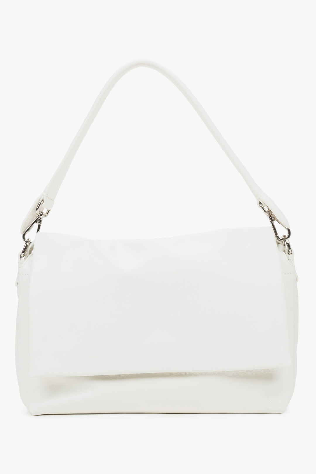 Women's white genuine leather crossbody bag with magnetic closure Estro.