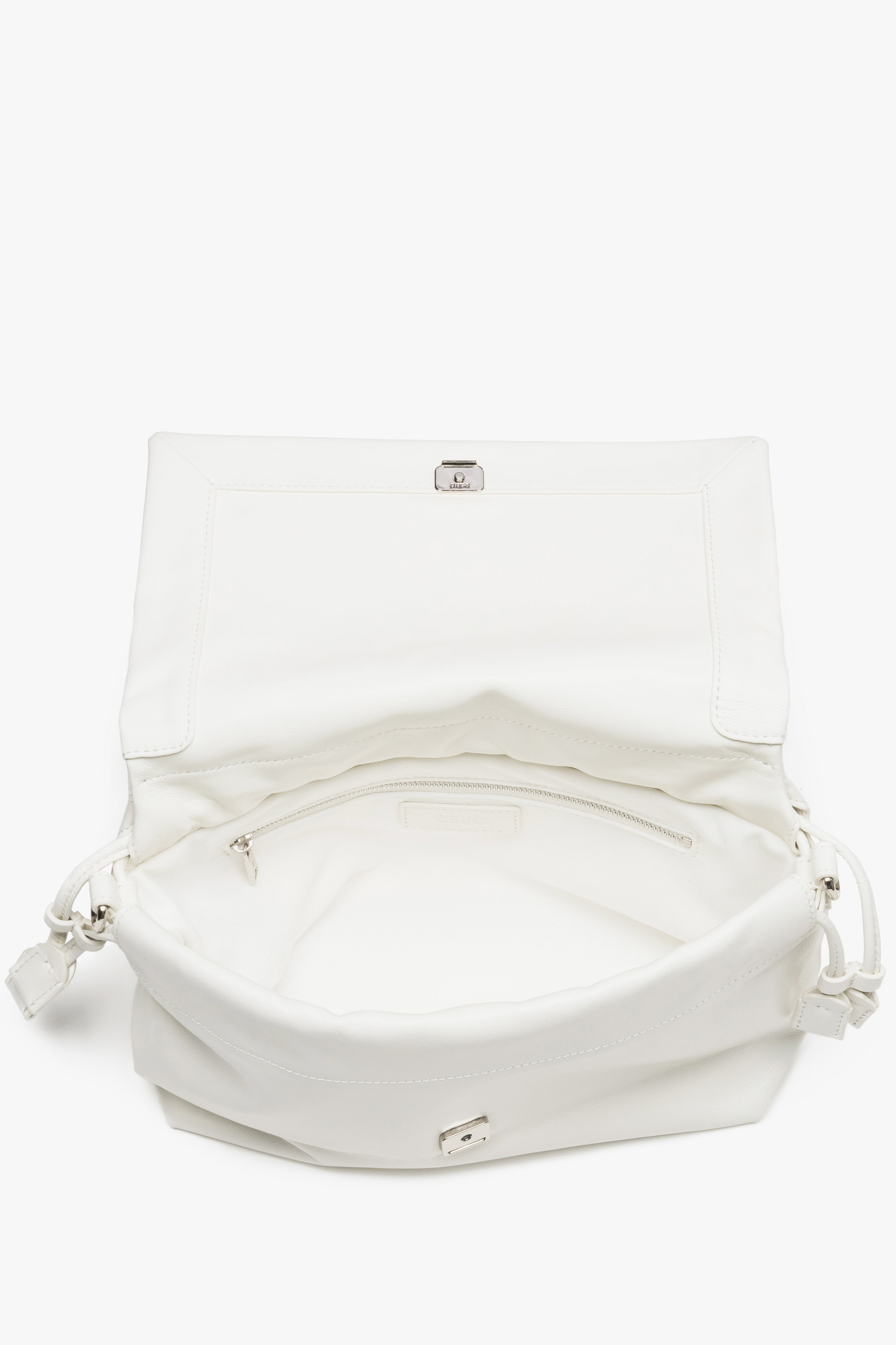 Women's crossbody bag, white, genuine leather, magnetic closure, Estro.