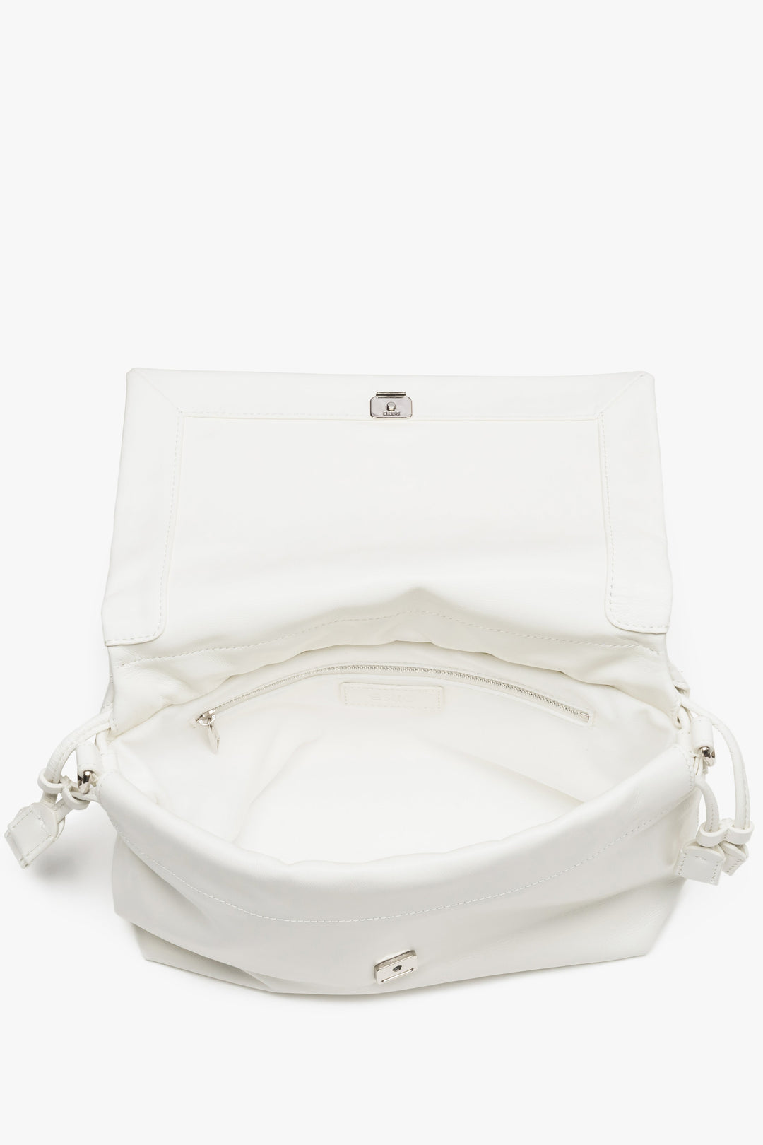 Women's crossbody bag, white, genuine leather, magnetic closure, Estro.