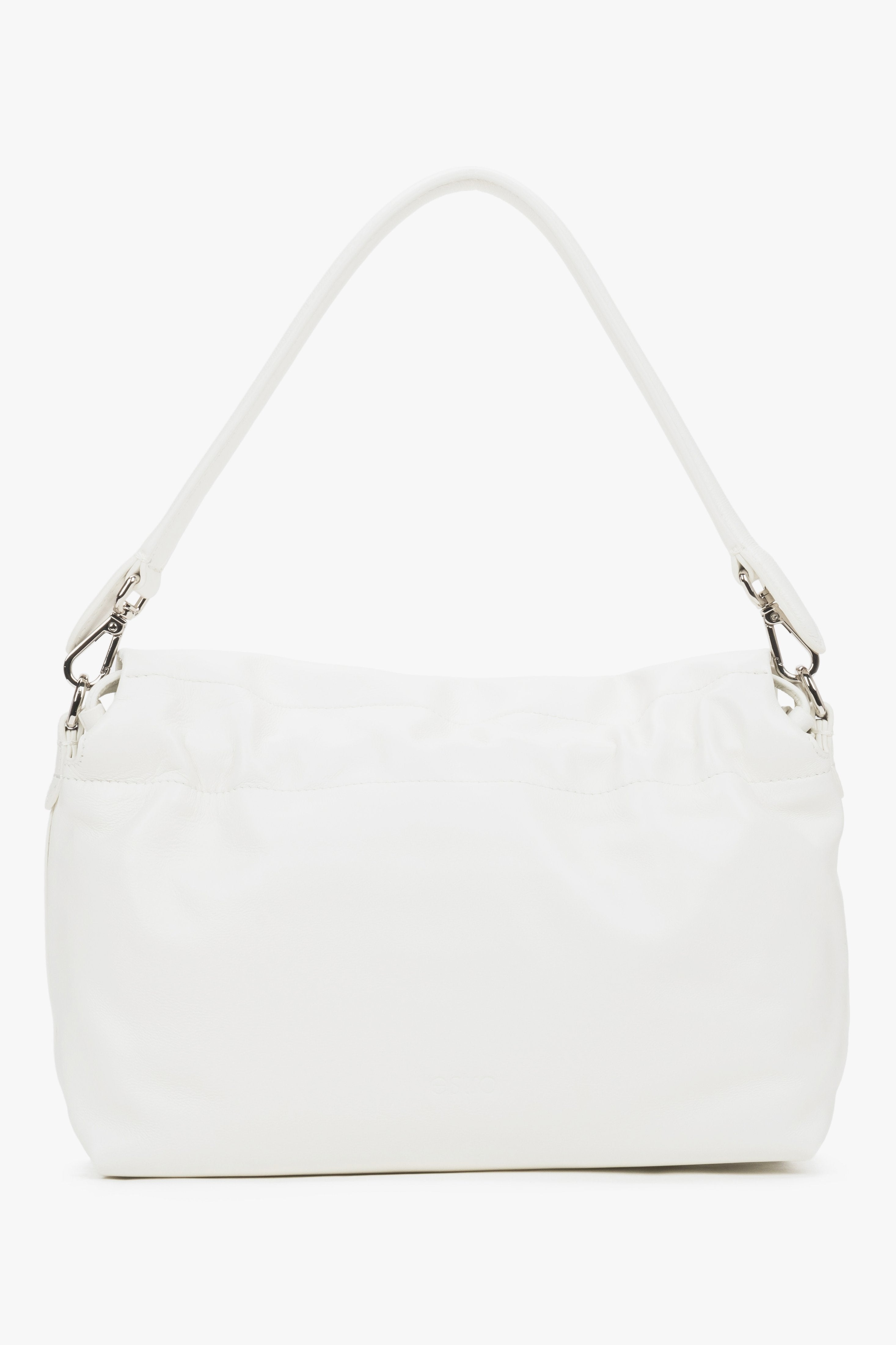 Women's white genuine leather crossbody bag with magnetic closure Estro.