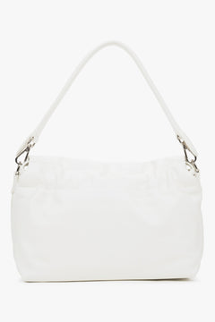 Women's white genuine leather crossbody bag with magnetic closure Estro.