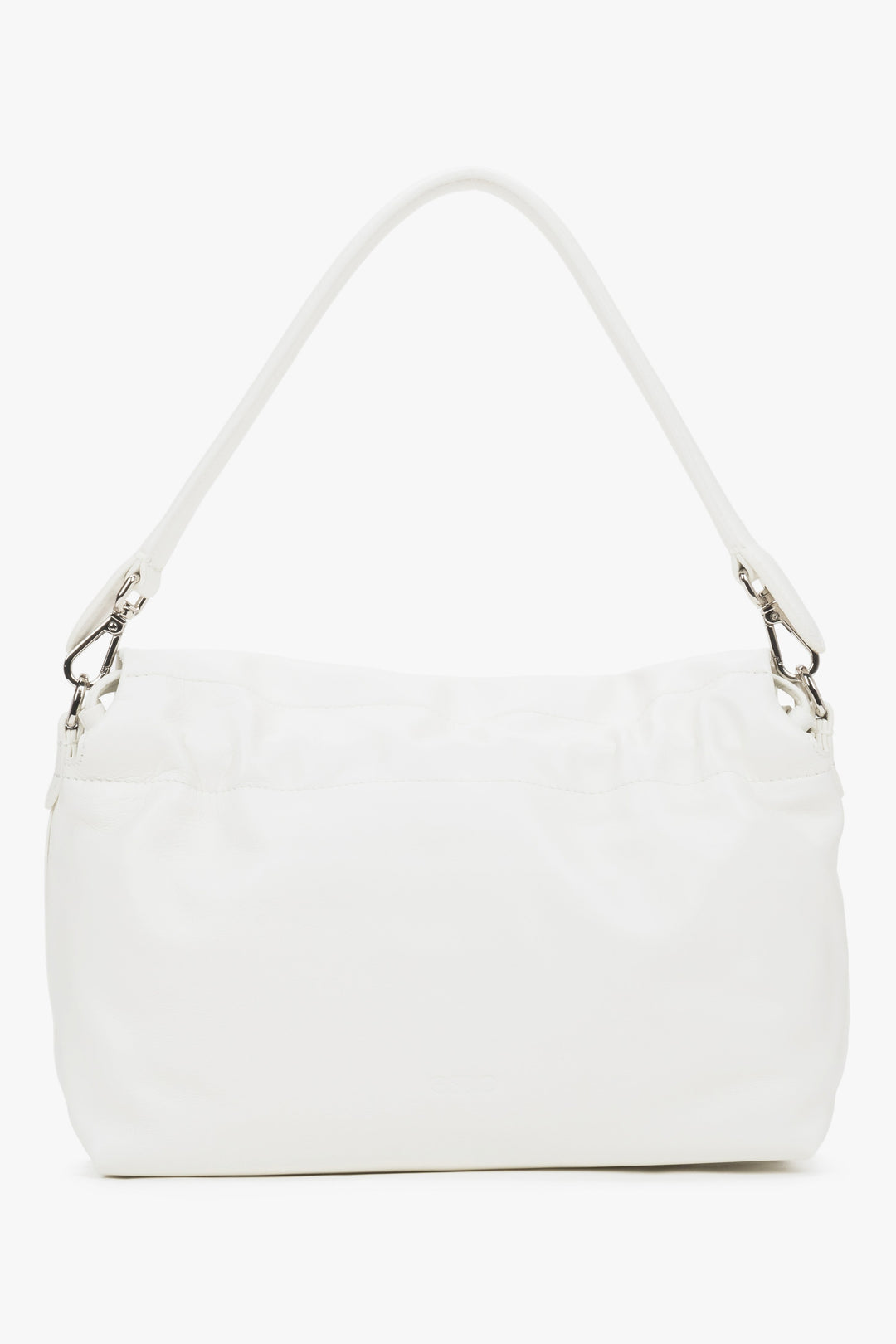 Women's white genuine leather crossbody bag with magnetic closure Estro.