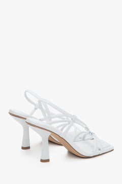 Women’s white high-heeled sandals in genuine leather by Estro.