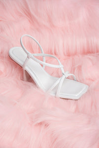 Women’s White High-Heeled Sandals in Genuine Leather Estro ER00116892.