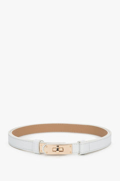 Women's White Leather Belt with a Gold Buckle Estro ER00118265.