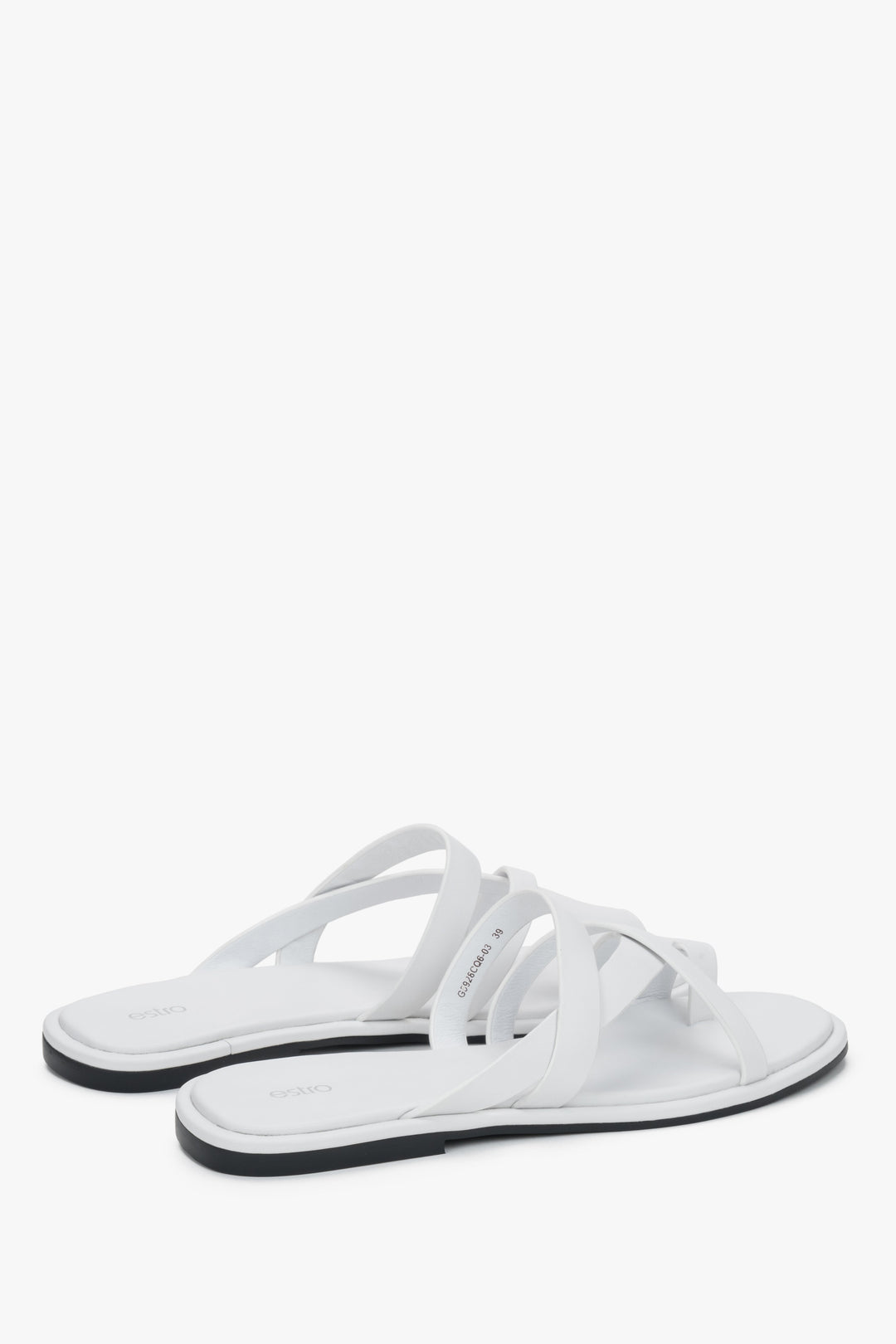 Estro white summer slide sandals featuring a premium chevro leather insole.