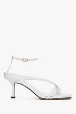 Women’s White Leather Flip-Flop Style Sandals With Heel Estro ER00119293.