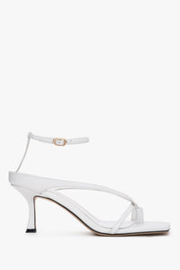 Women’s White Leather Flip-Flop Style Sandals With Heel Estro ER00119293.