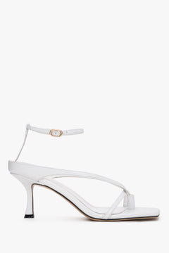Women’s White Leather Flip-Flop Style Sandals With Heel Estro ER00119293.
