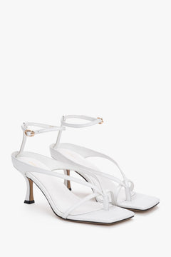 Women’s white heeled sandals with a 7.5 cm sculpted heel – 100% genuine leather by Estro.