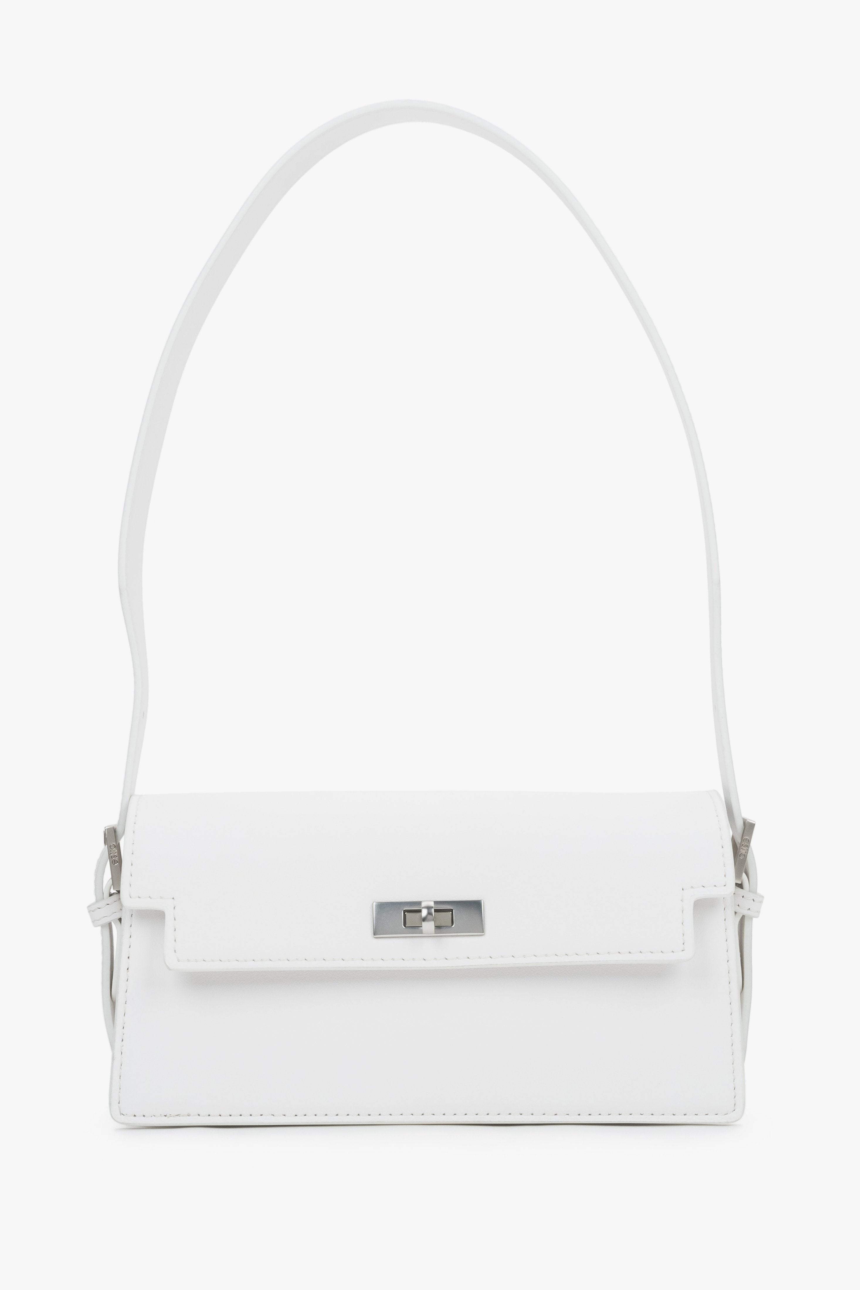 Women's white leather shoulder bag by Estro