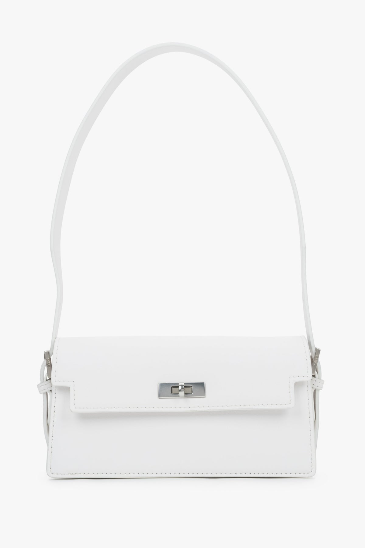 Women's white leather shoulder bag by Estro
