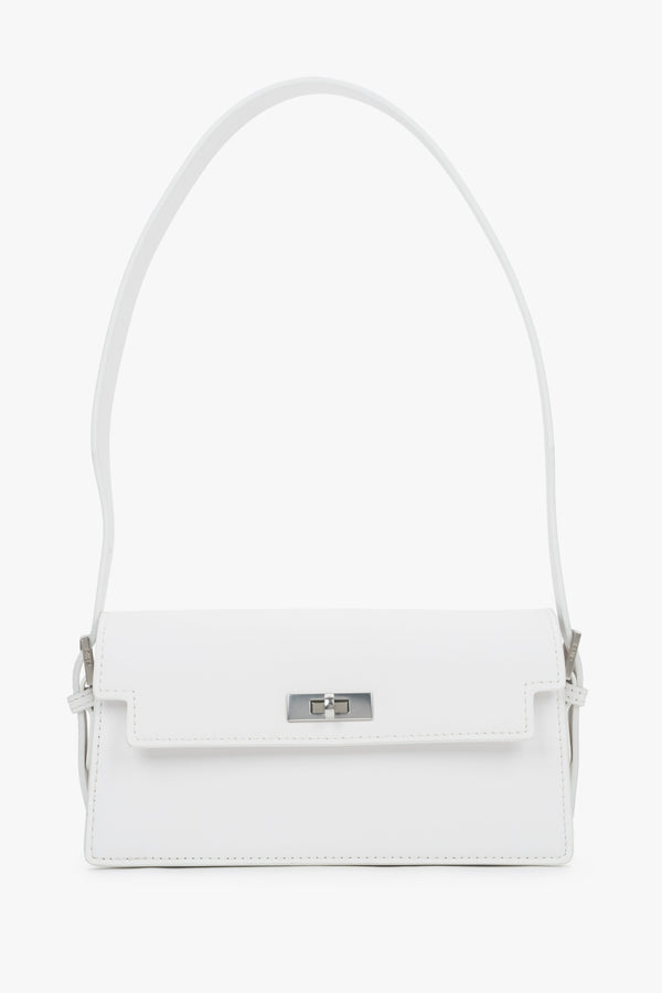 Women's white leather shoulder bag by Estro