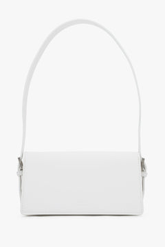 Back view of women's white leather shoulder bag by Estro