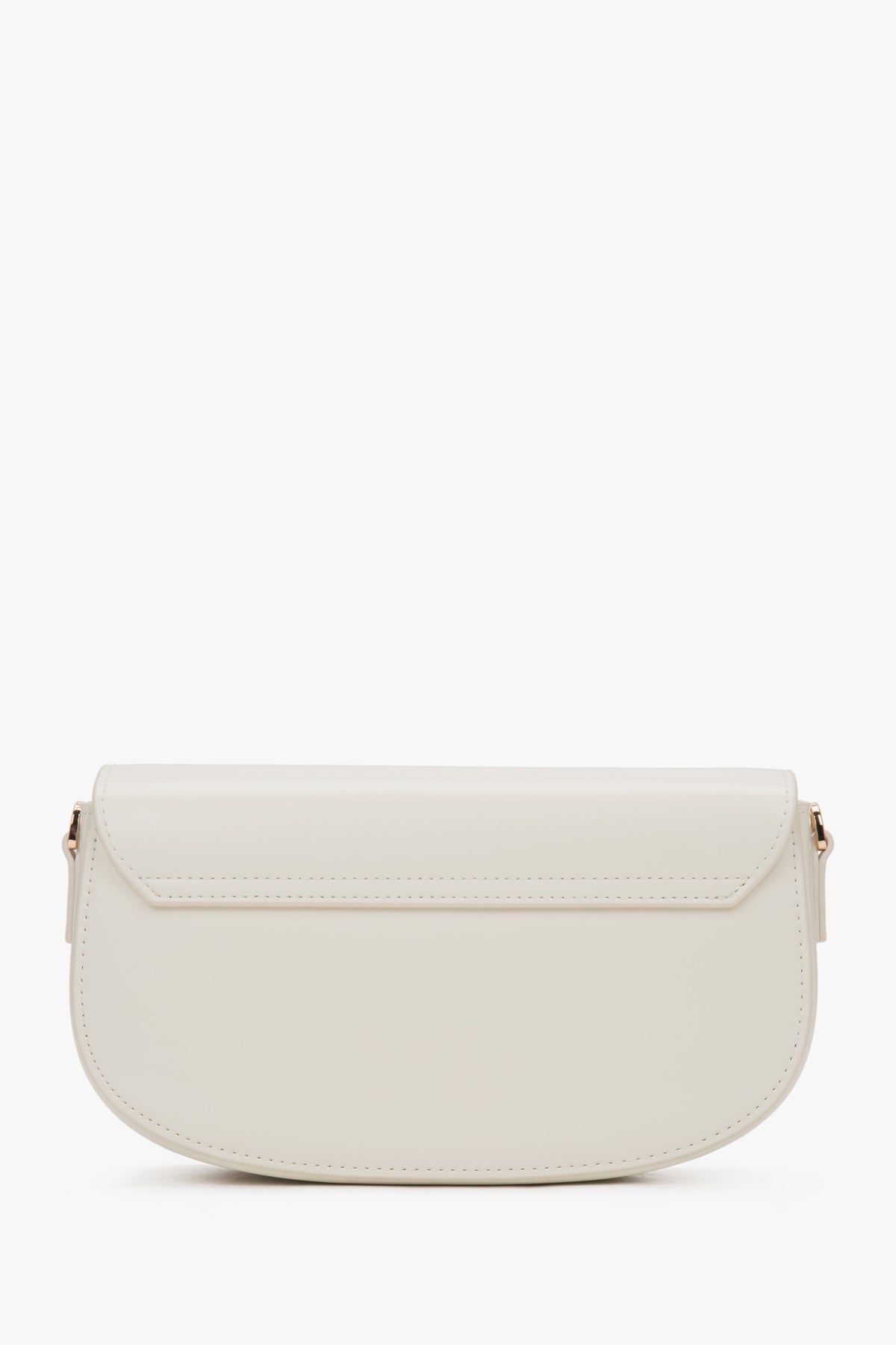 White women's saddle shoulder bag made of genuine leather.