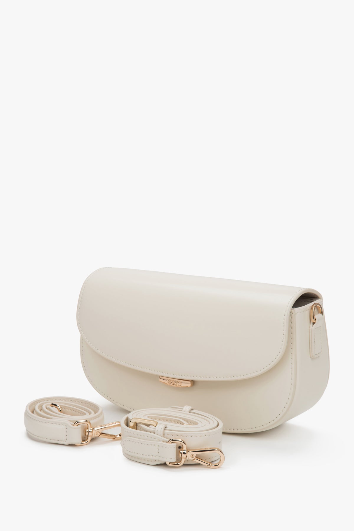 Estro women's white saddle-shaped shoulder bag in genuine leather.