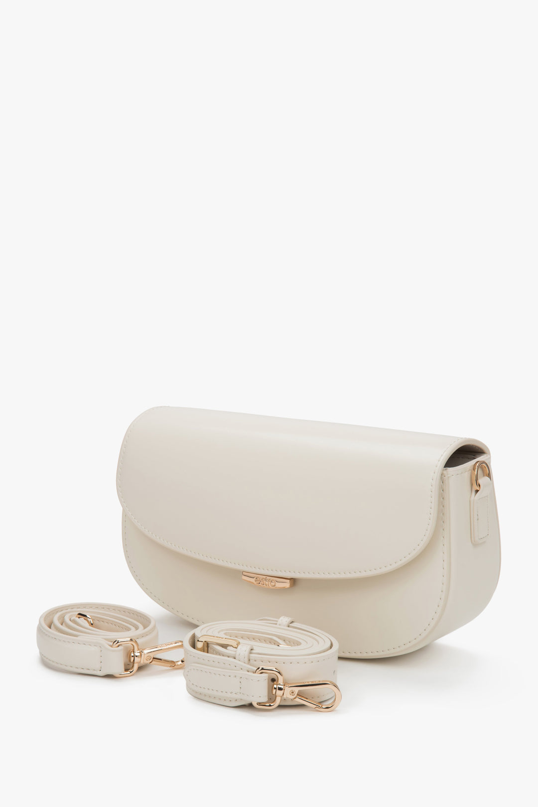 Estro women's white saddle-shaped shoulder bag in genuine leather.