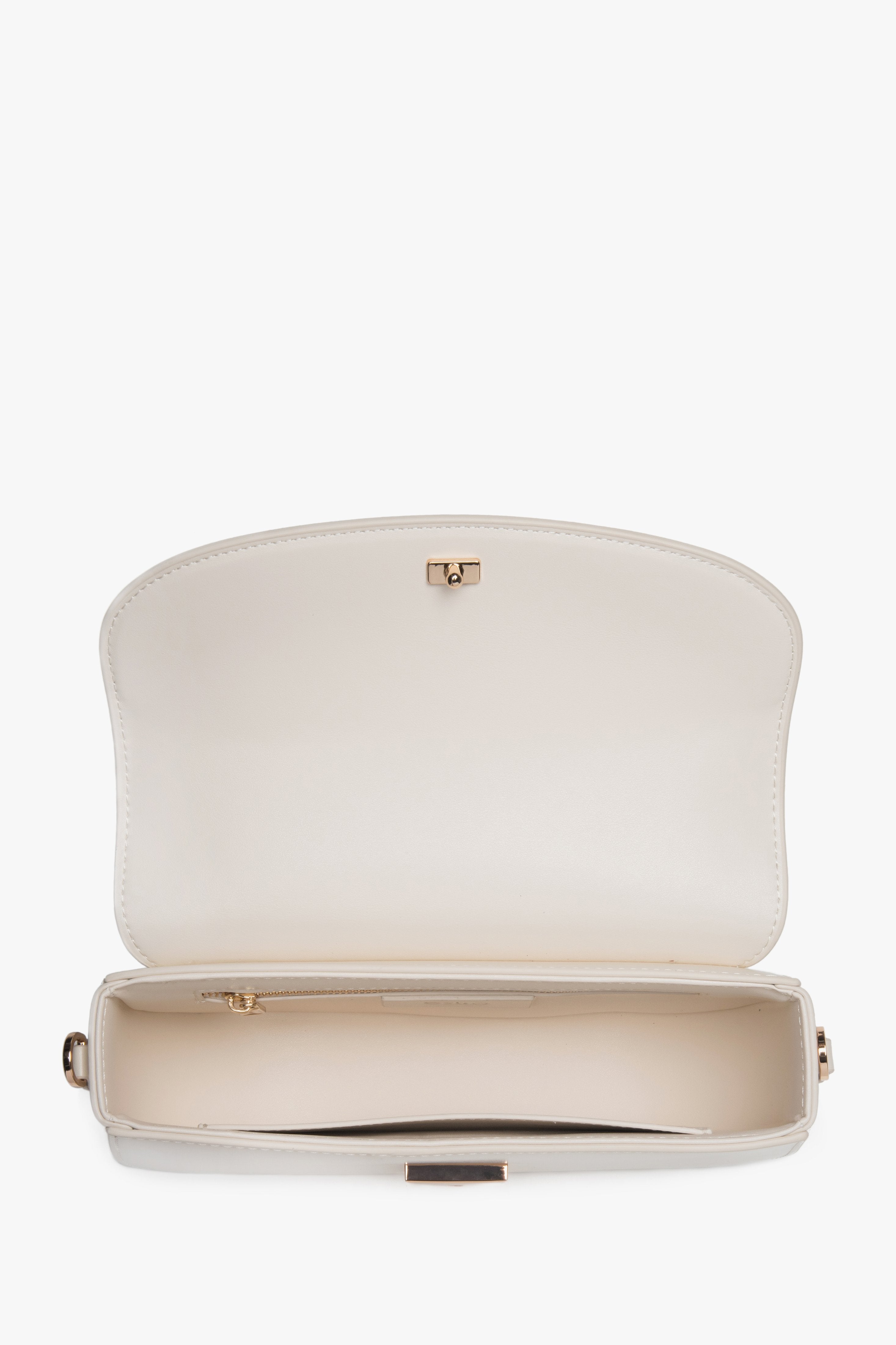 Women's shoulder bag, white, saddle shape, genuine leather, Estro.