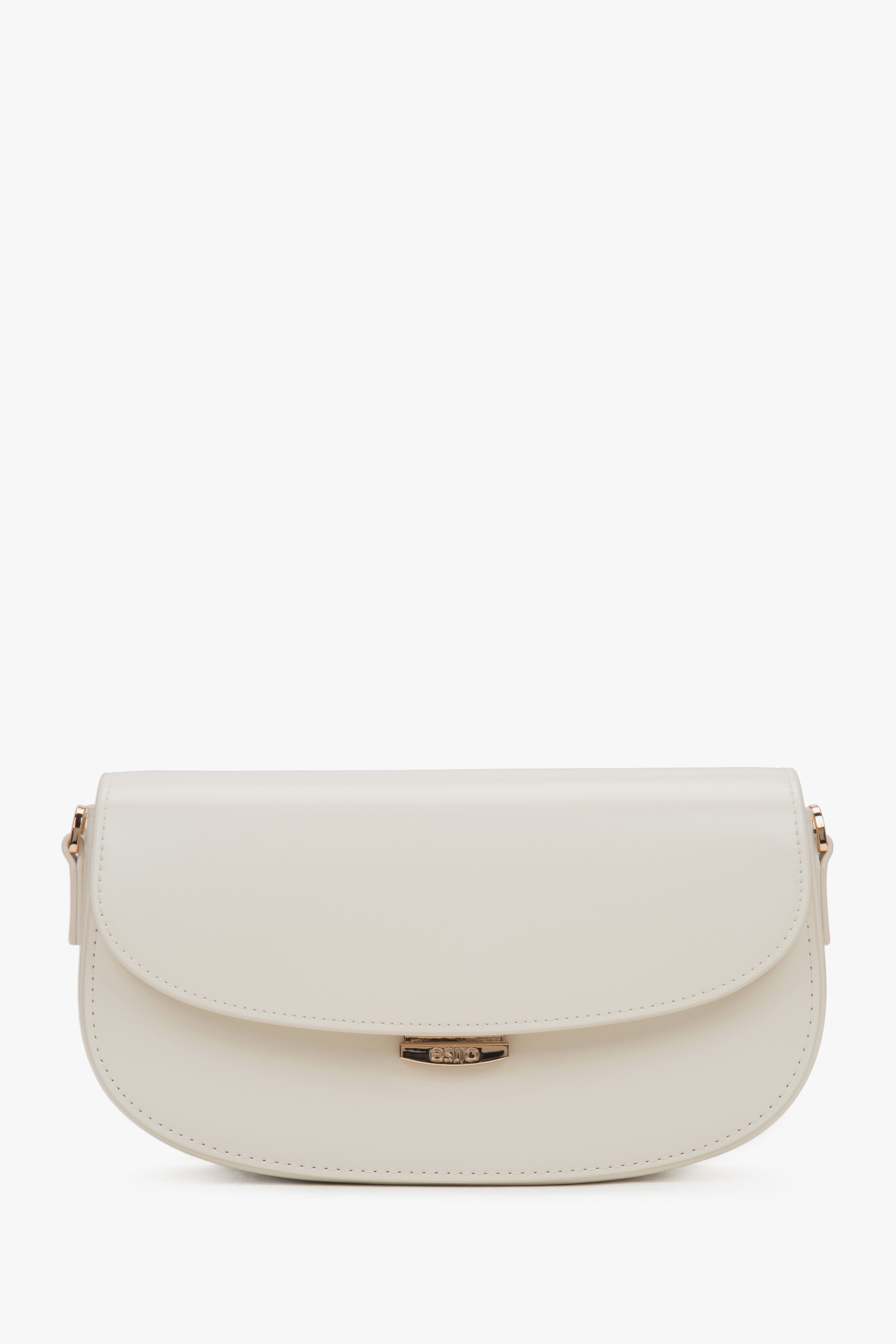 Genuine leather white women's saddle shoulder bag, Estro.