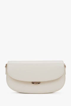Genuine leather white women's saddle shoulder bag, Estro.