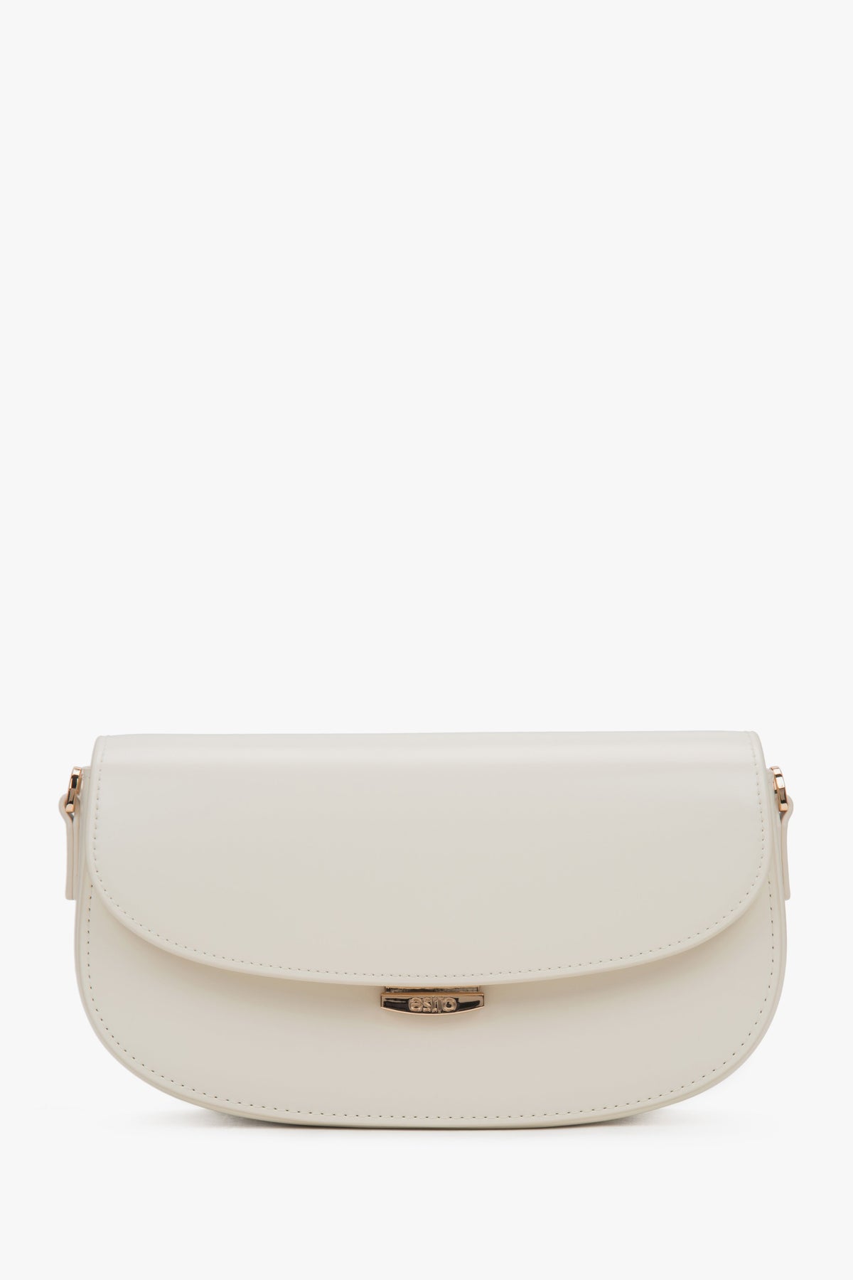 Genuine leather white women's saddle shoulder bag, Estro.