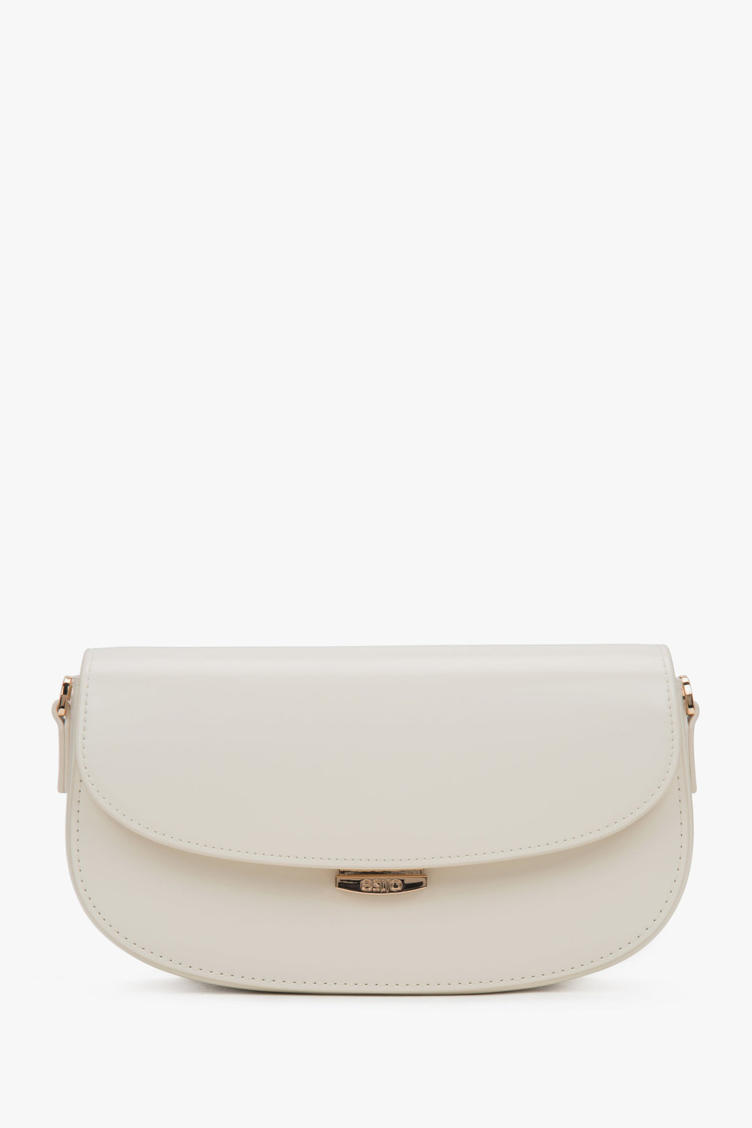 Genuine leather white women's saddle shoulder bag, Estro.
