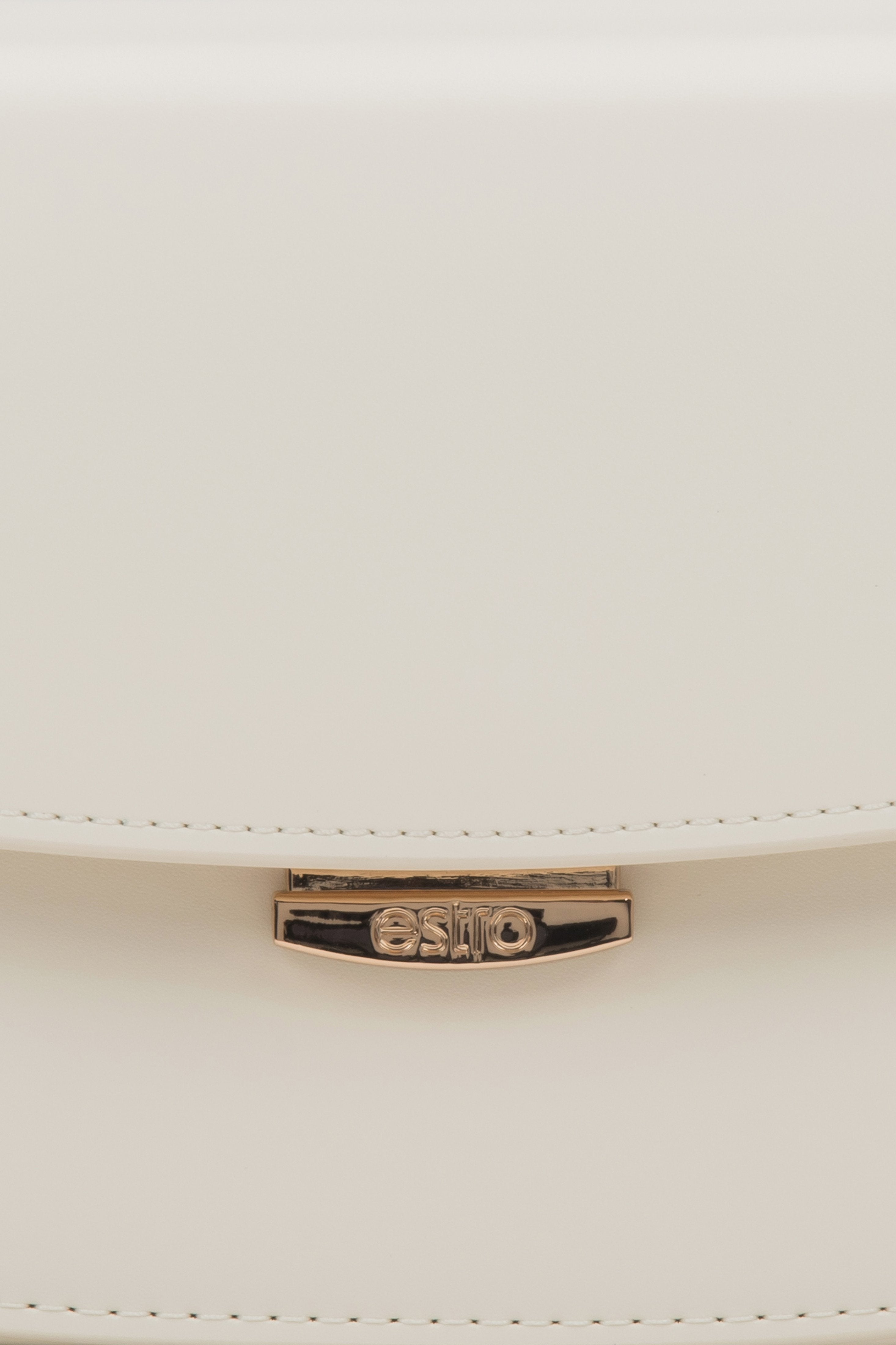 Estro white women's shoulder bag, saddle silhouette, genuine leather.