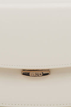 Estro white women's shoulder bag, saddle silhouette, genuine leather.